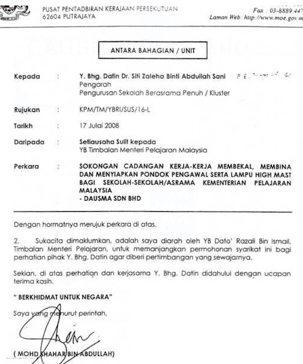 Contoh Surat Sokongan Permohonan Kerja Dari Yb