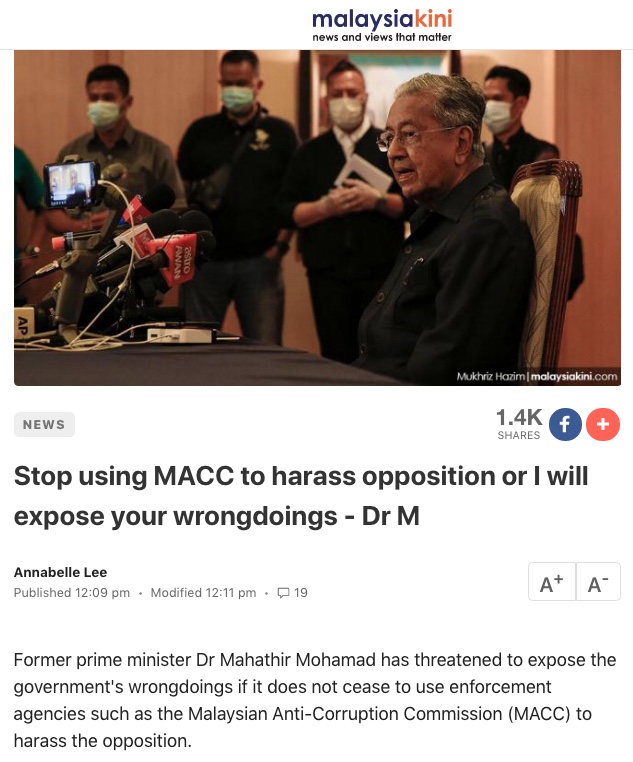 Mahathir may be arrested and jailed under Section 202 of ...