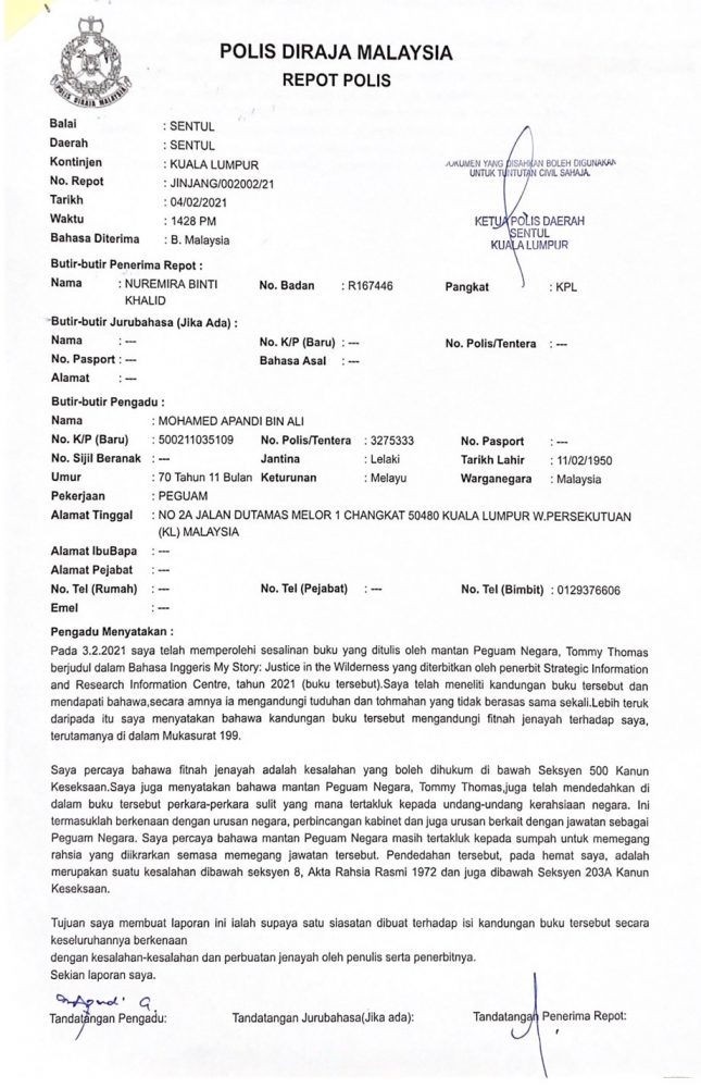 Ex Ag Apandi Lodges Report Against His Successor Malaysia Today